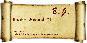 Baahr Juvenál névjegykártya